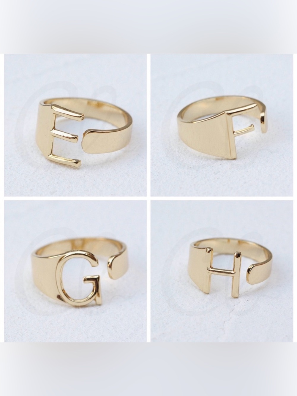 Plunder Gold Letter Monogram Ring — Shiny Gold Initial Band - Picture 4 of 8